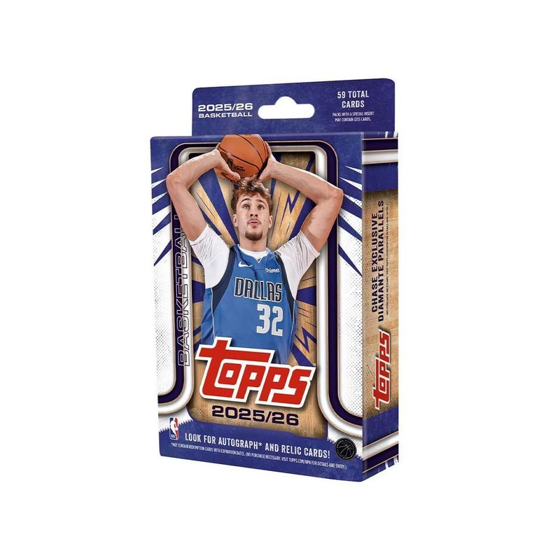توبس 2025-2026 Topps NBA Basketball Trading Card Hanger Box 59 إجمالي البطاقات - Image 1